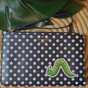 KATE SPADE ENCHANTED FOREST INCHWORM MEDIUM L-ZIP WRISTLET WLRU6358 NWT $149